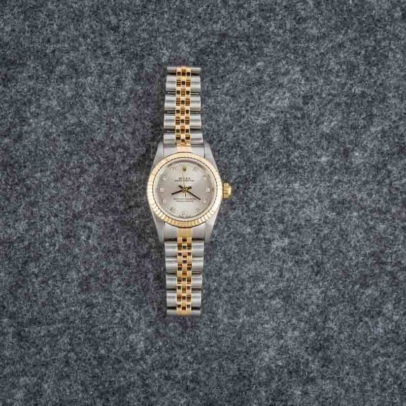 Ladies Rolex Oyster Perpetual 76193 Silver Diamond Dial - 6
