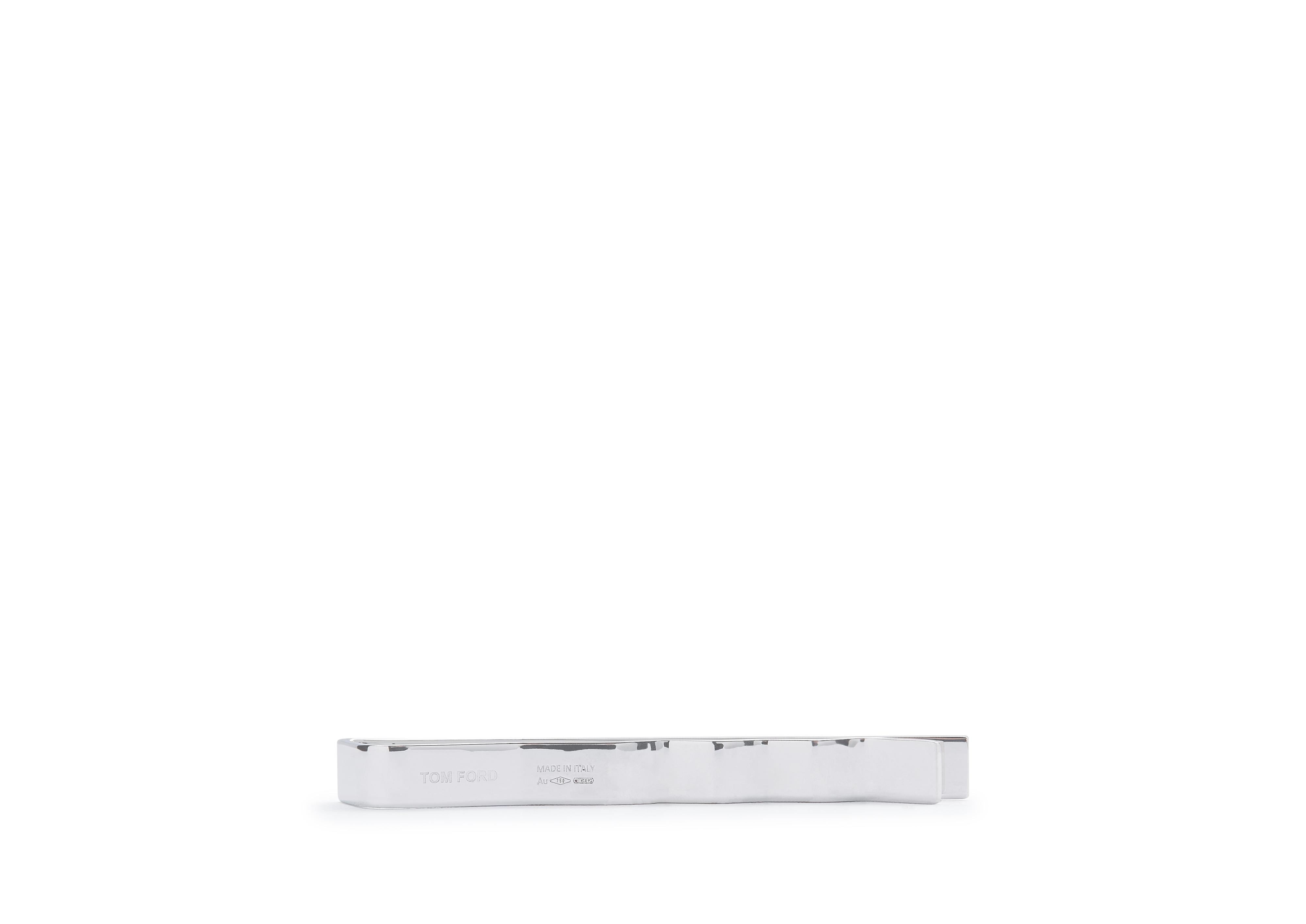 STRIPED WHITE GOLD TIE BAR - 2