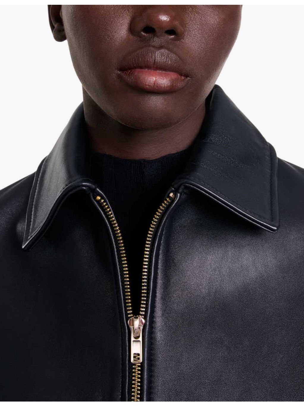 Regular-fit zip-up cropped leather jacket - 6