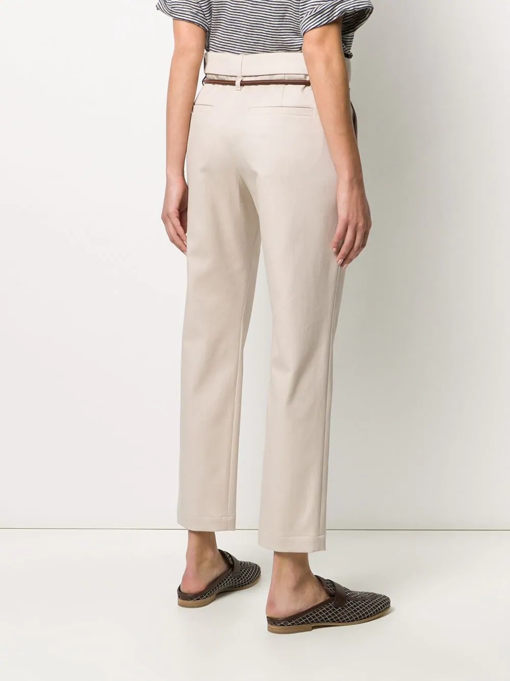 belted slim-fit trousers - 4