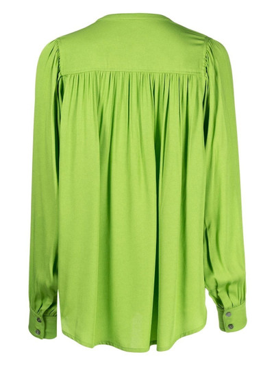 Yves Salomon gathered-detail off-centre blouse outlook
