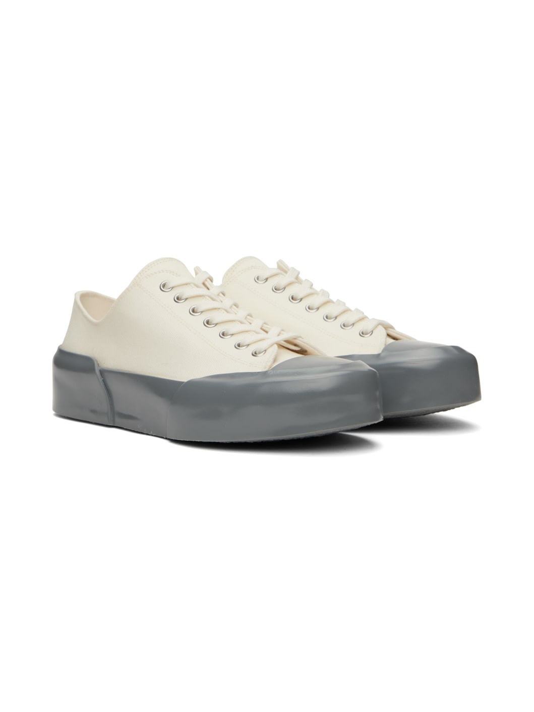 White & Gray Low-Top Sneakers - 4