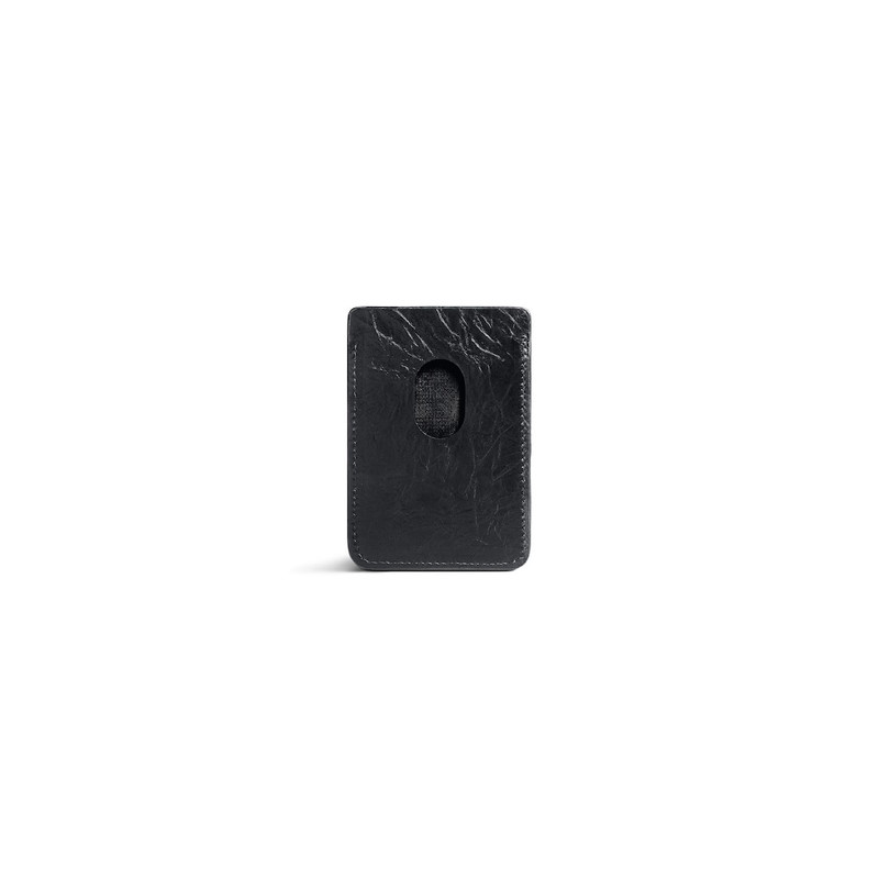 BALENCIAGA Women's Crush Magnet Card Holder Quilted in Black outlook