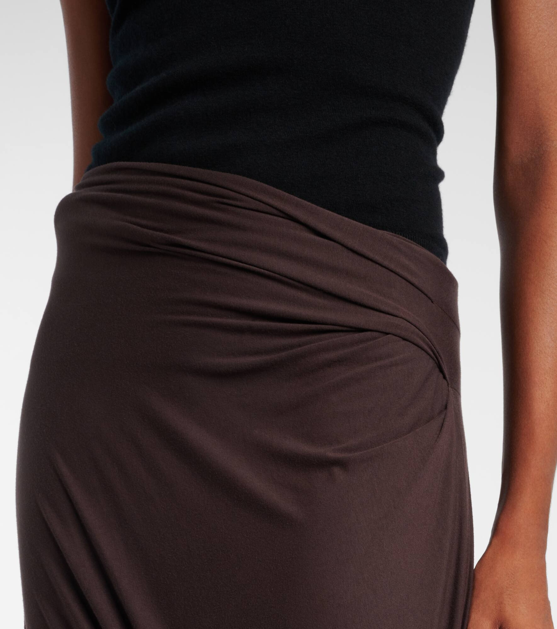Asymmetric draped jersey maxi skirt - 4