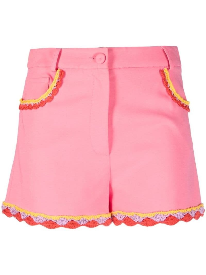 high-waisted lace-trim shorts - 1