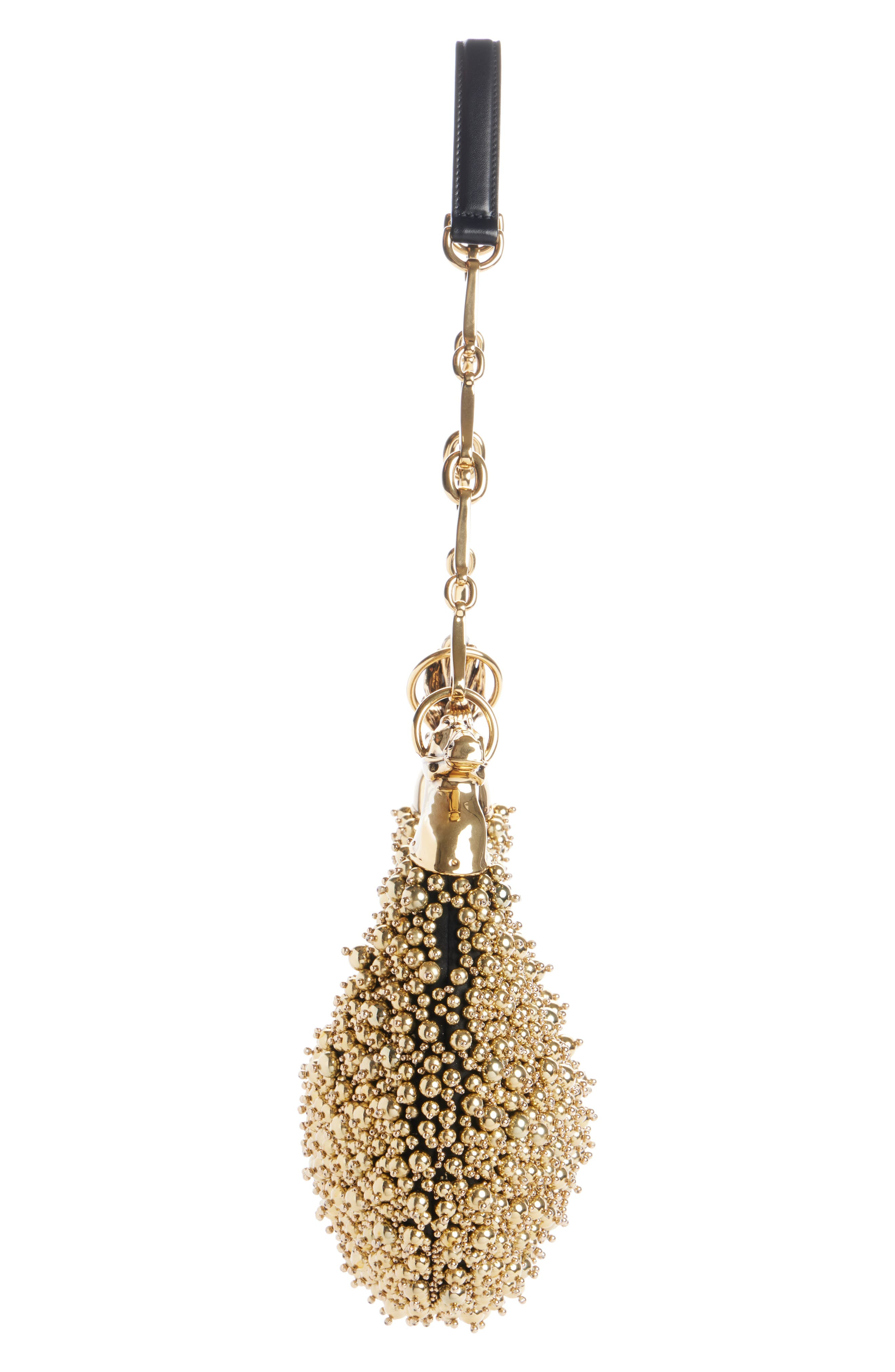 Chloé Chain Horse Beaded Hobo Bag in Gold at Nordstrom - 3