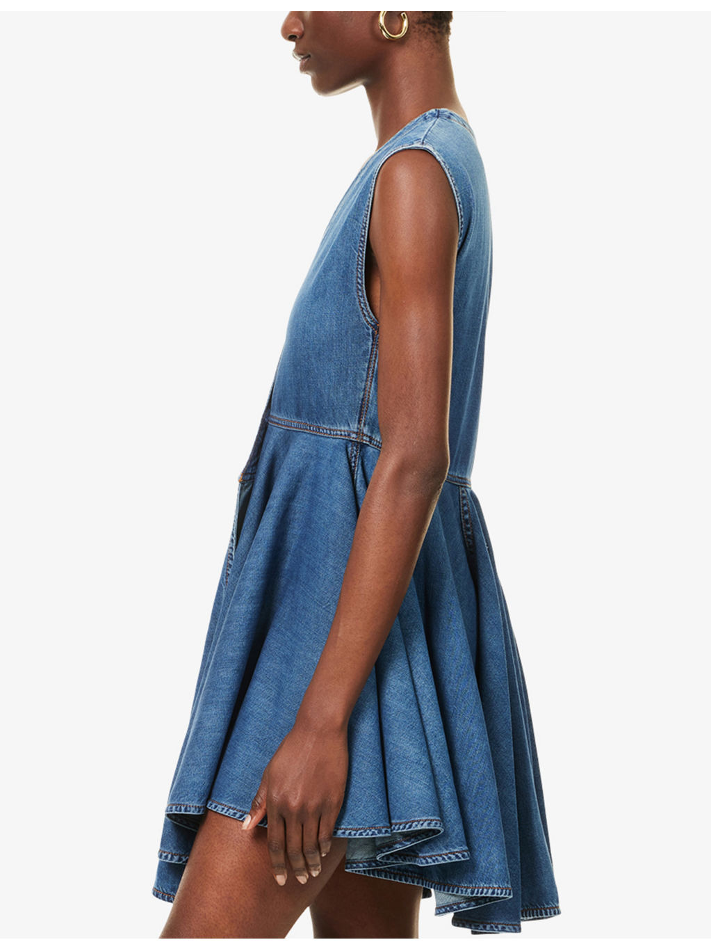 Flared Wrap Denim Mini Dress - 3