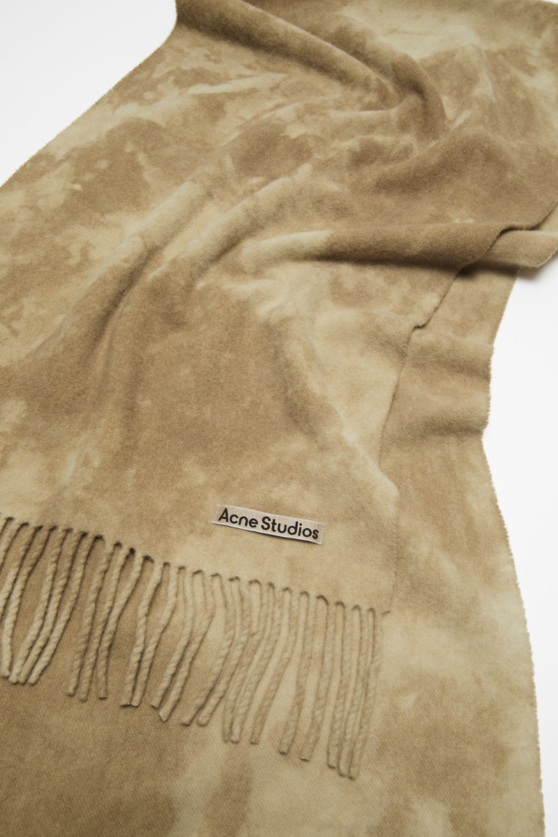 Tie-dye wool scarf - Narrow - Khaki green 4