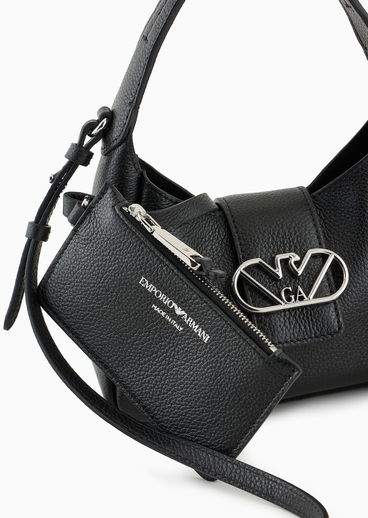 Leather hobo handbag with eagle buckle - 5