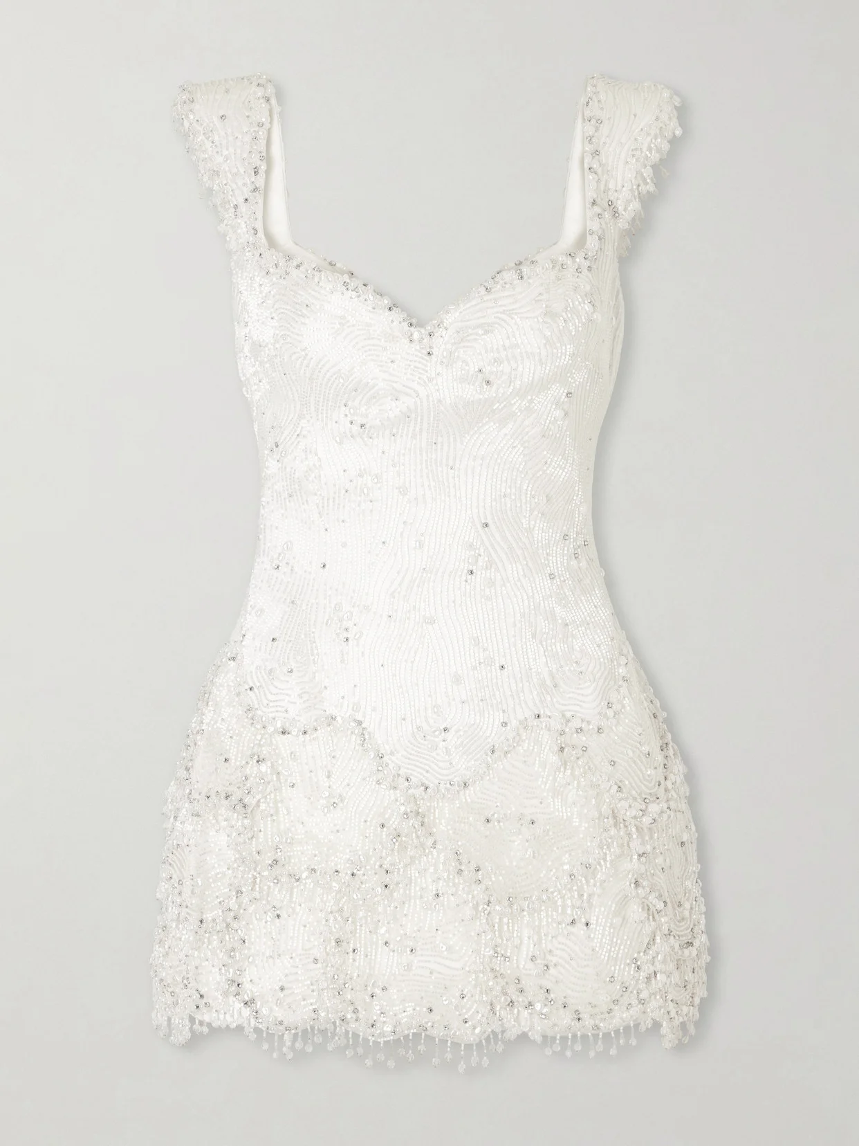 Emma Scalloped Embellished Satin Mini Dress - 1