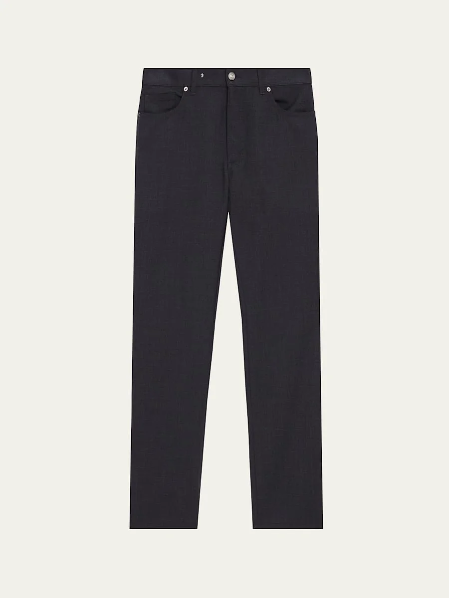 Men's Wool Straight Leg Five-Pocket Pants - 1