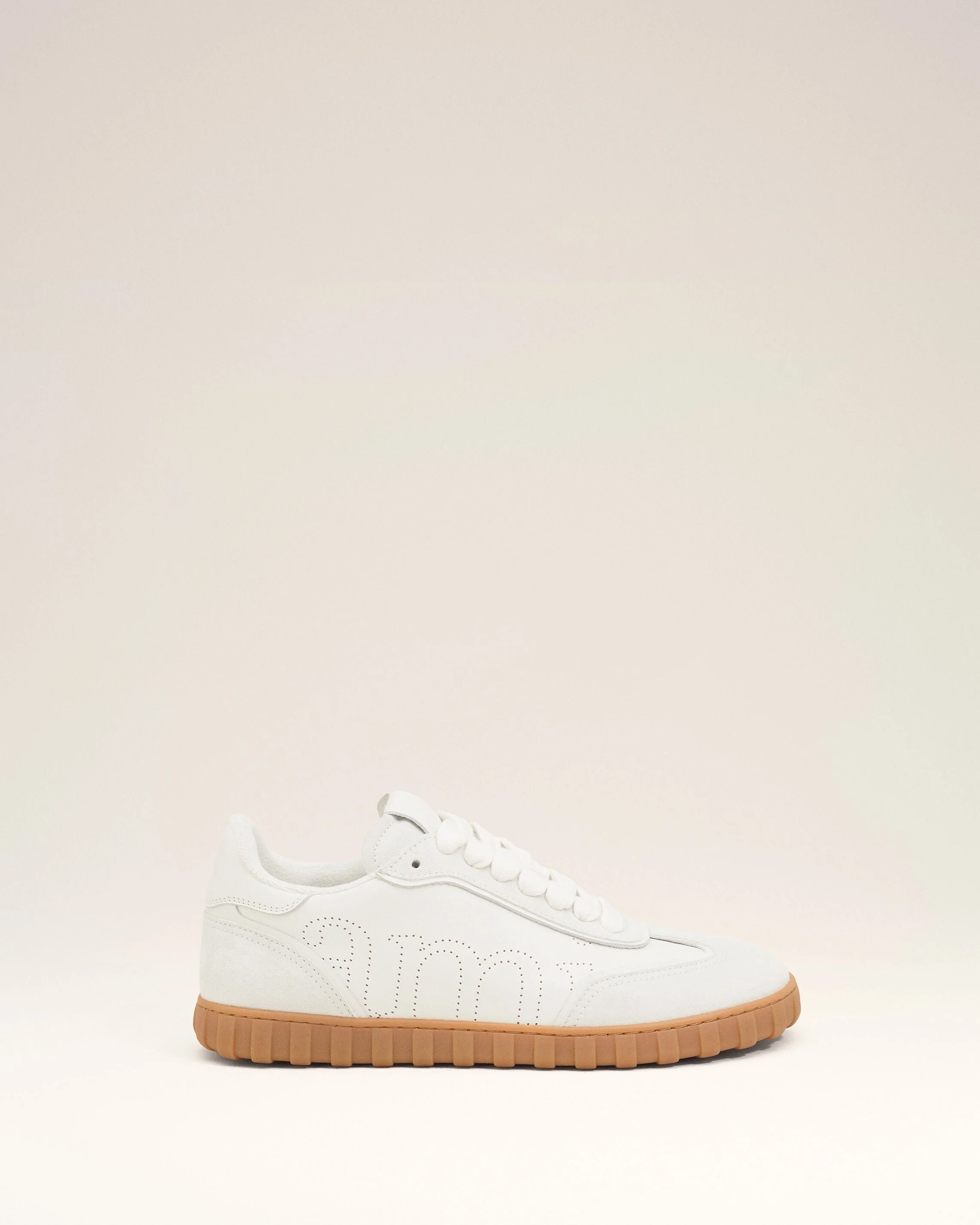 WHITE COWHIDE LEATHER STEP SNEAKERS - 1