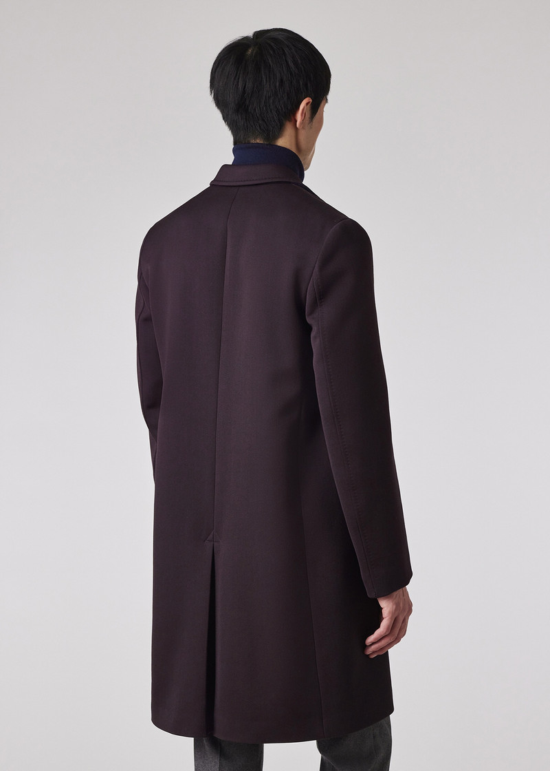 Purple Wool-Blend Twill Double-Breasted Overcoat 6