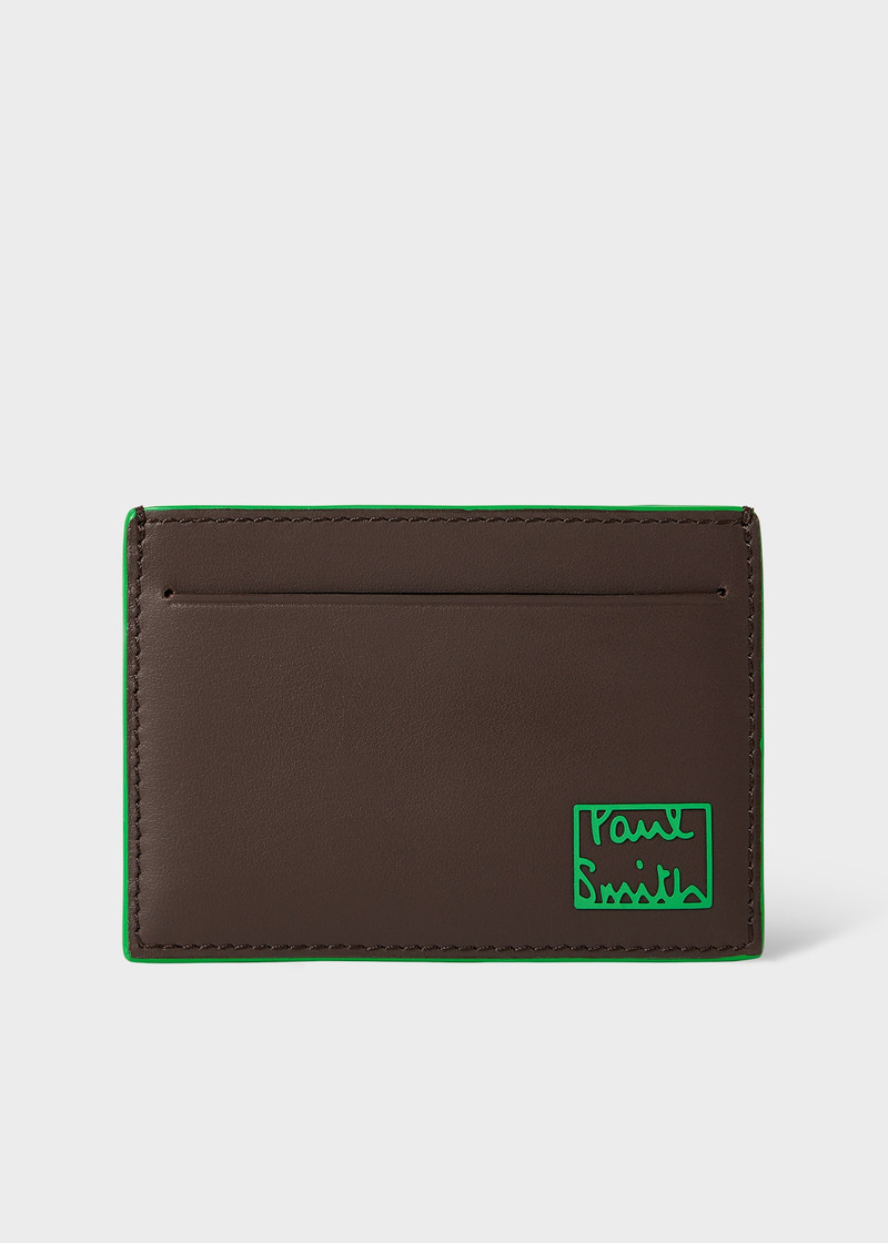 Brown Leather 'Contrast Logo' Card Holder 1
