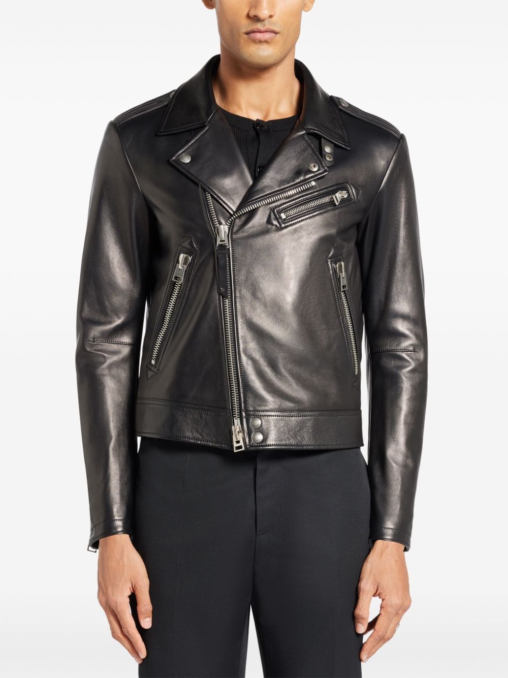 leather biker jacket - 3