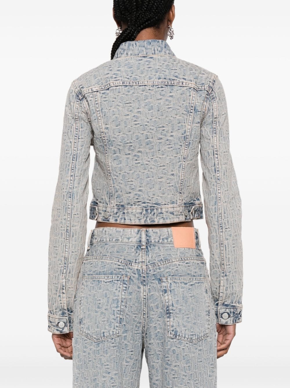monogram-jacquard denim jacket - 4