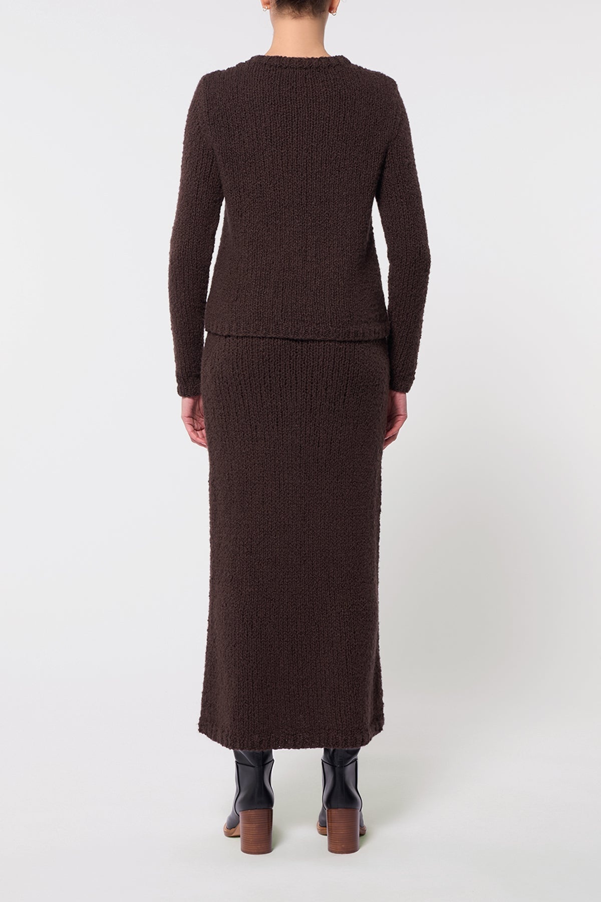 Abrams Knit Sweater in Chocolate Cashmere Boucle - 5