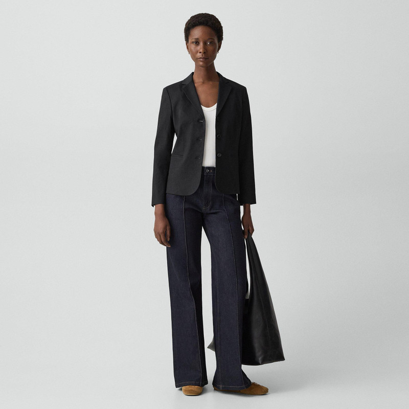 Theory Shrunken Three-Button Blazer in Good Linen outlook