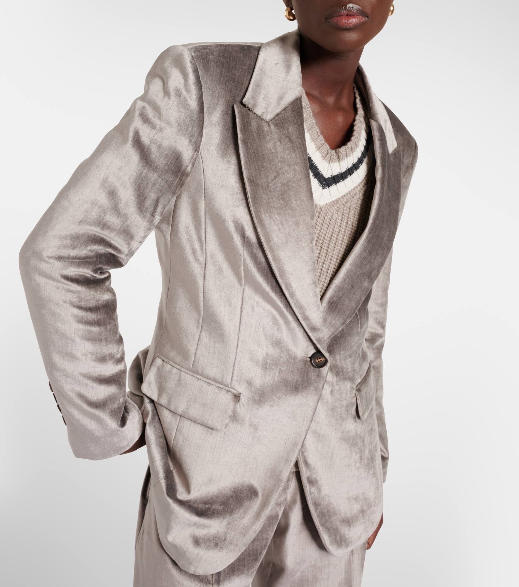Cotton-blend velvet blazer - 6