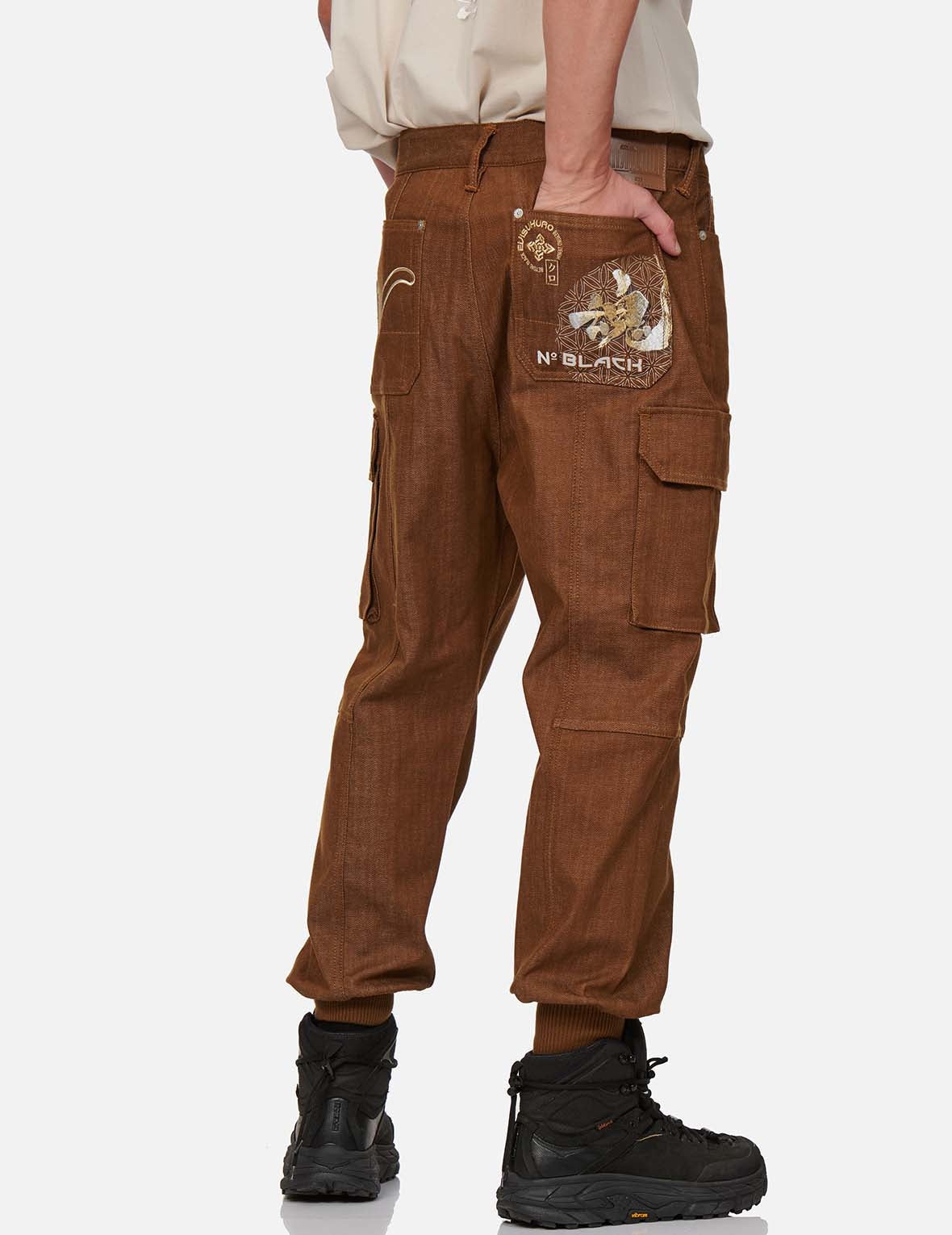 Kanji Embroidered Straight Fit Baggy Worker Jeans - 3