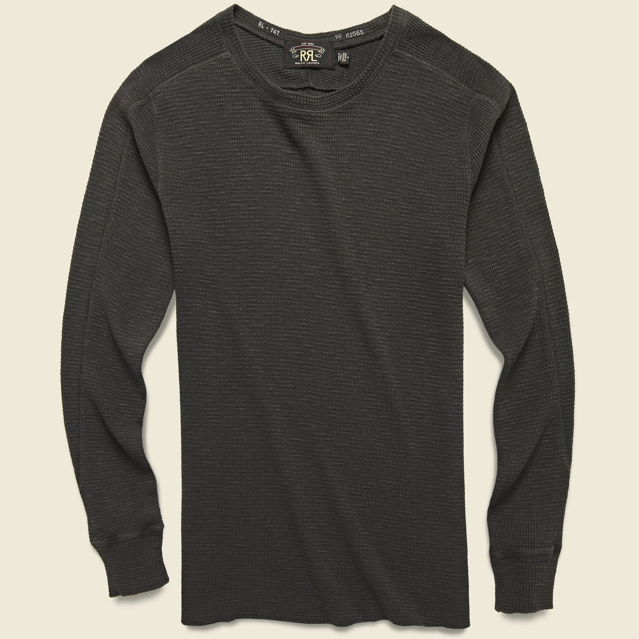 Waffle Crewneck - Faded Black - 1