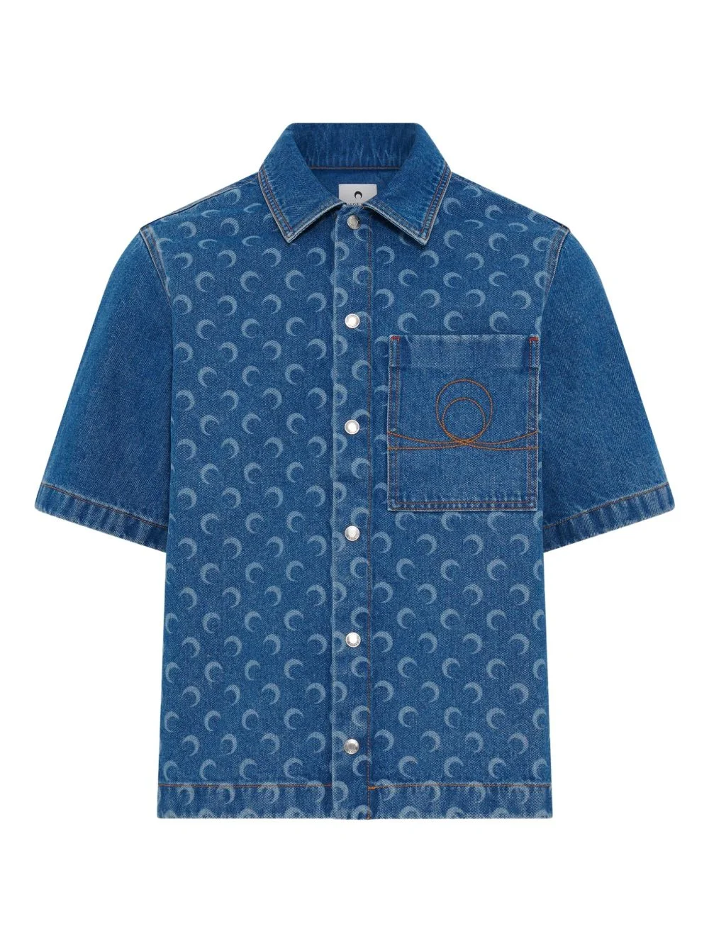 Moon-print denim shirt - 1
