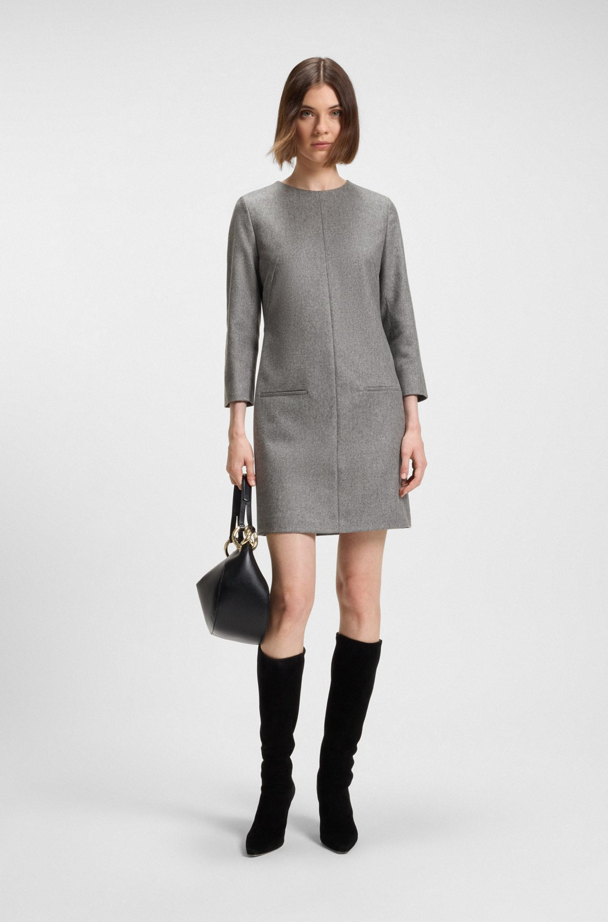 FLANNEL DRESS WITH WELT POCKETS - 2