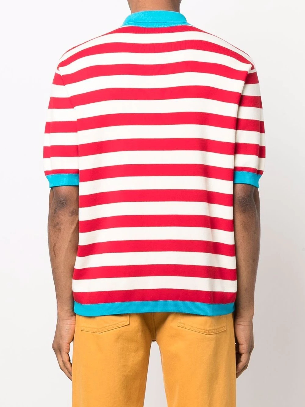 striped short-zip polo shirt - 4