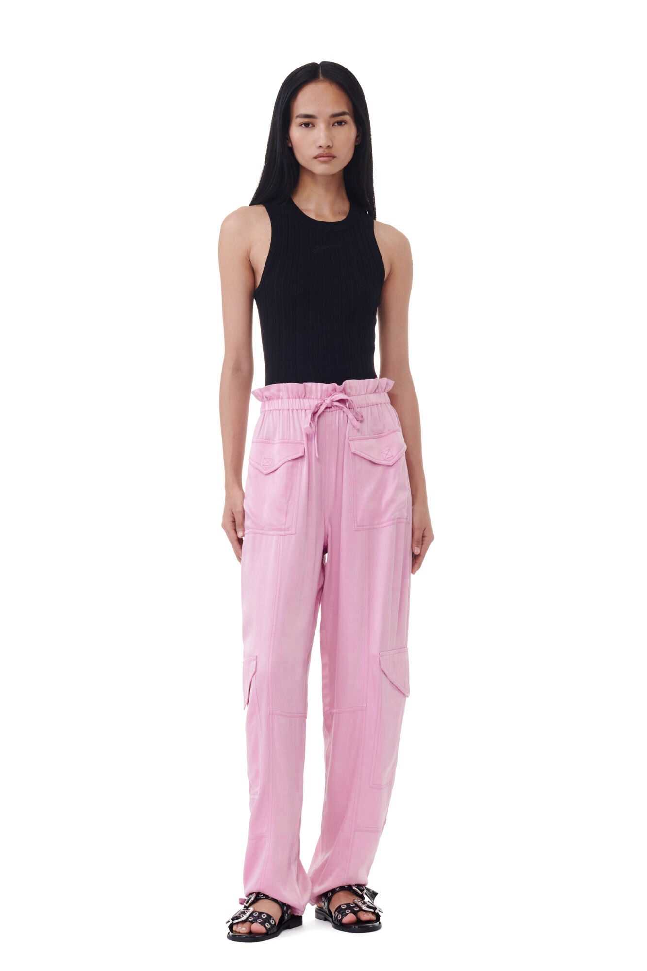 PINK WASHED SATIN PANTS - 3