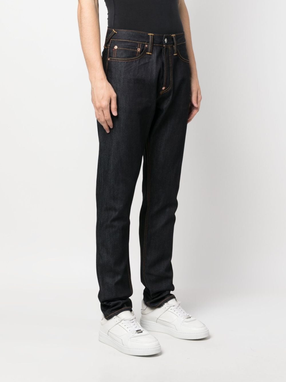 logo-print tapered jeans - 4