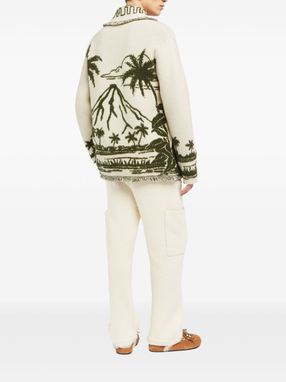 palm-tree fringed cardigan - 4