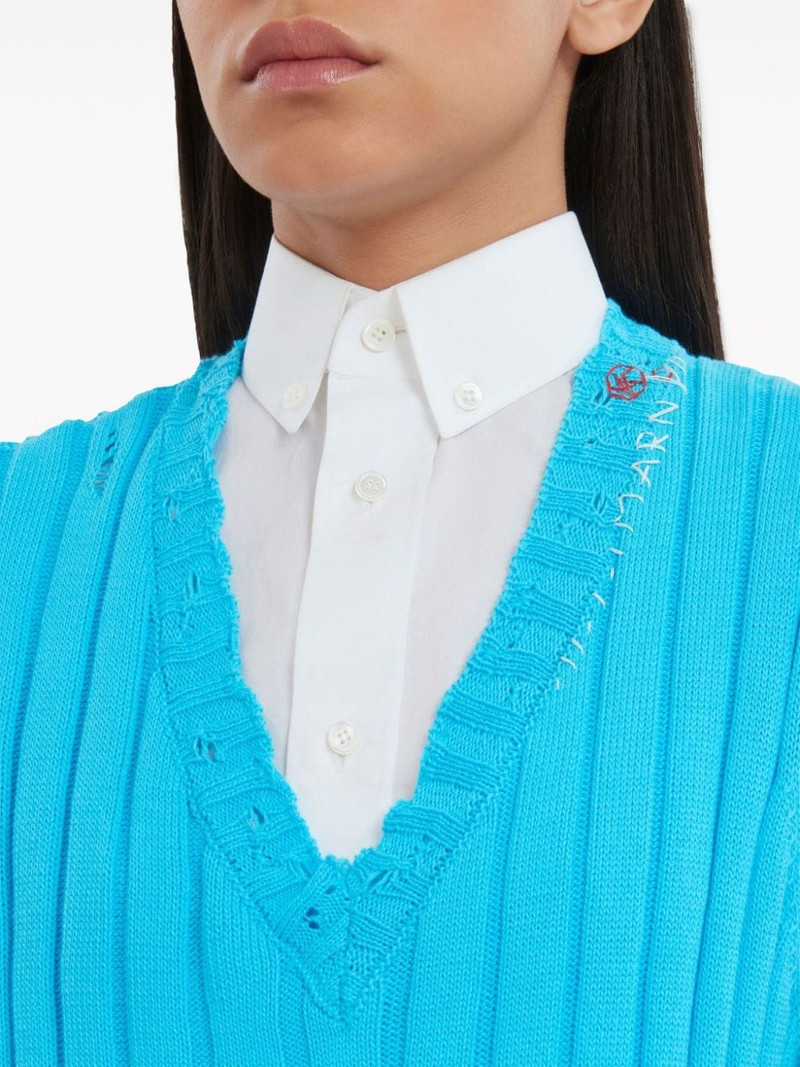 logo-embroidery distressed knitted vest 6