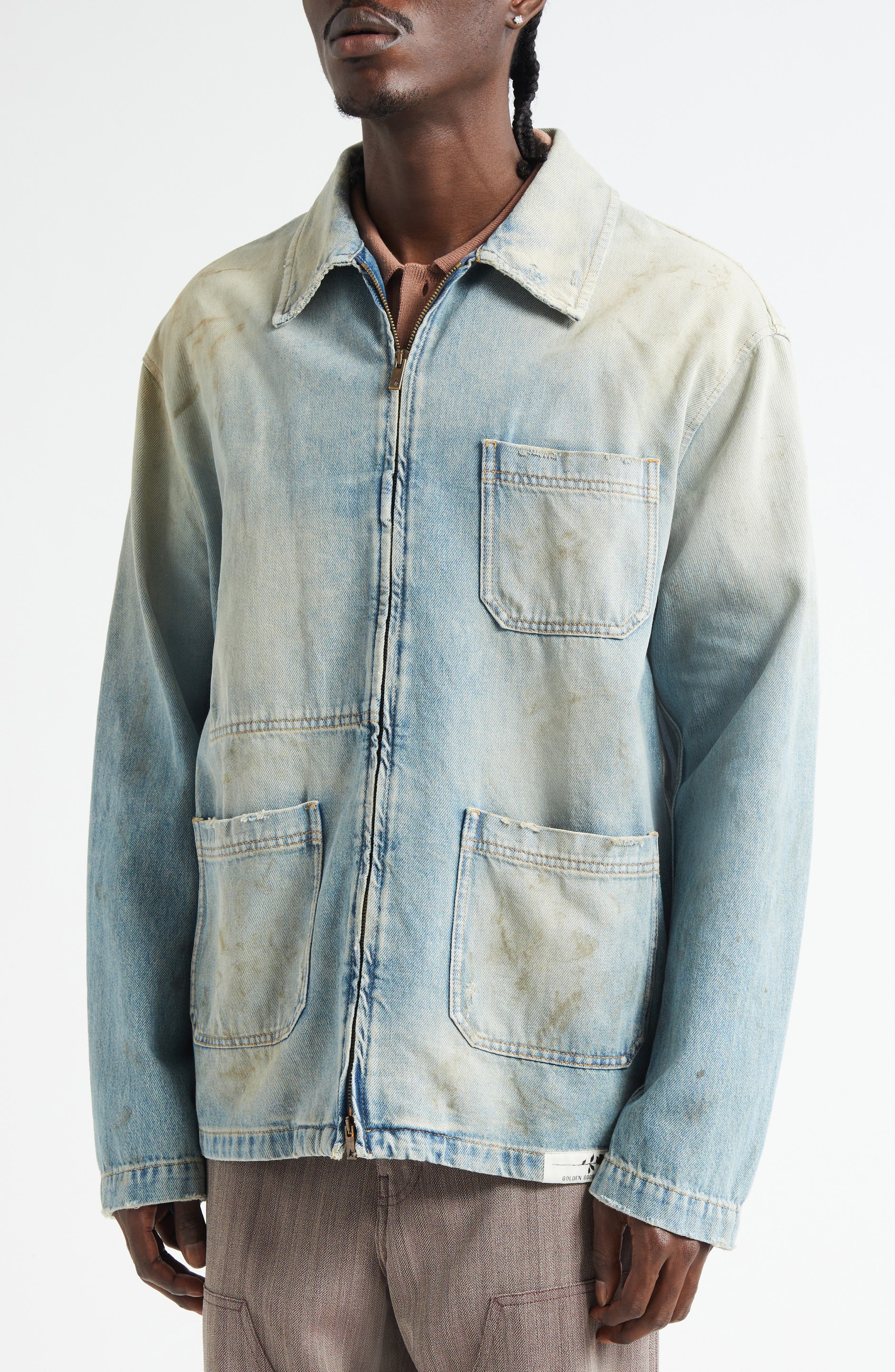 Golden Goose Journey Mackenzie Denim Work Jacket in Light Blue at Nordstrom - 5
