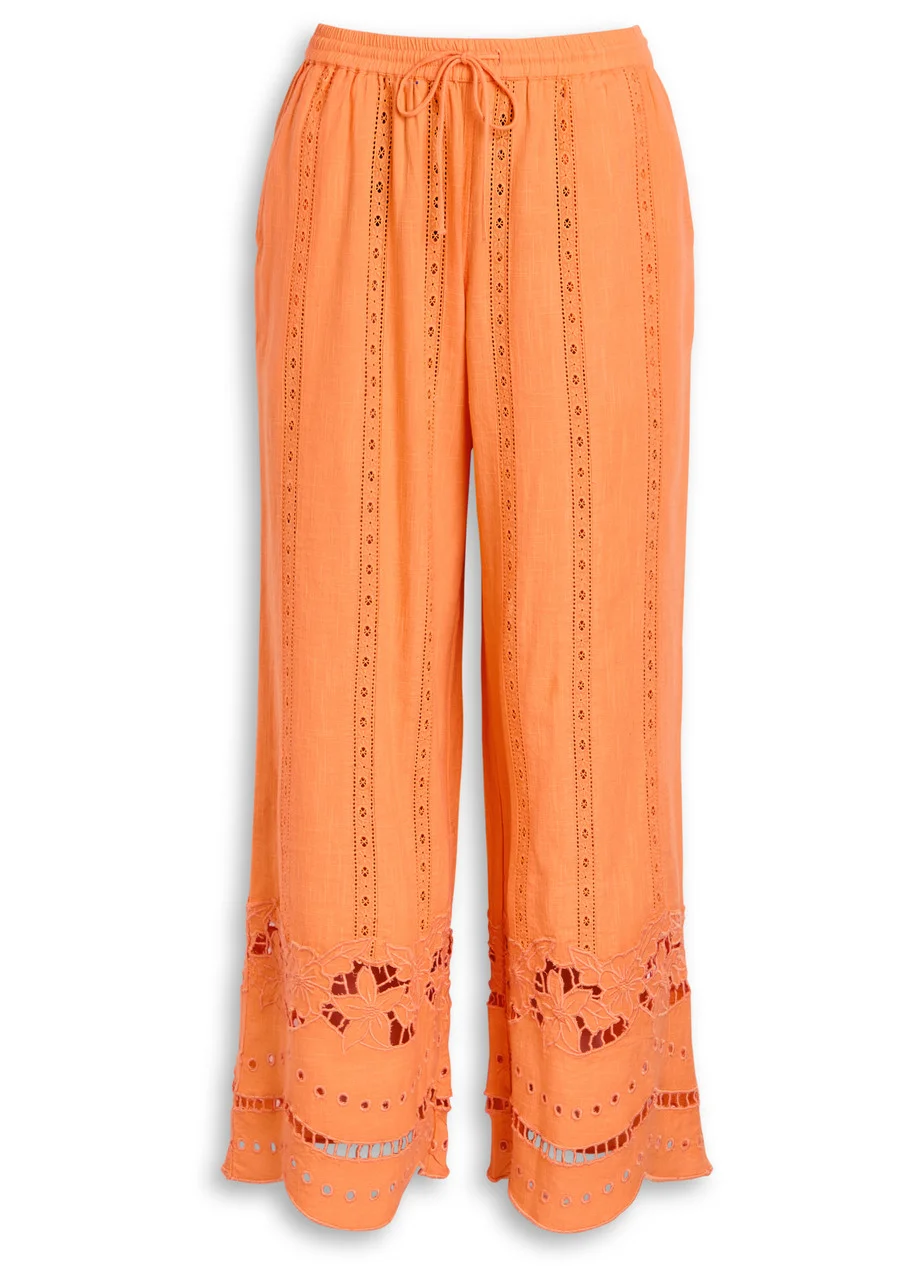 Damson Madder Martina Embroidered Cotton-blend Trousers - 1