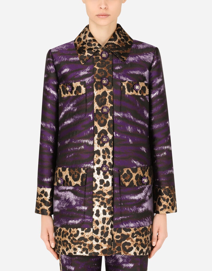 Lamé jacquard jacket with tiger print - 1