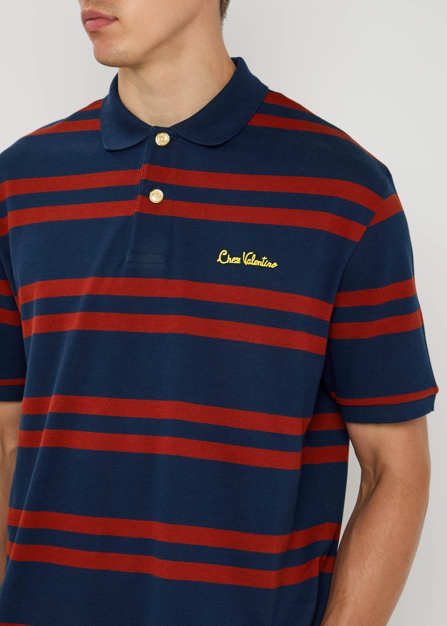 Valentino Garavani Chez Valentino Striped Piqué Cotton Polo Shirt - 5