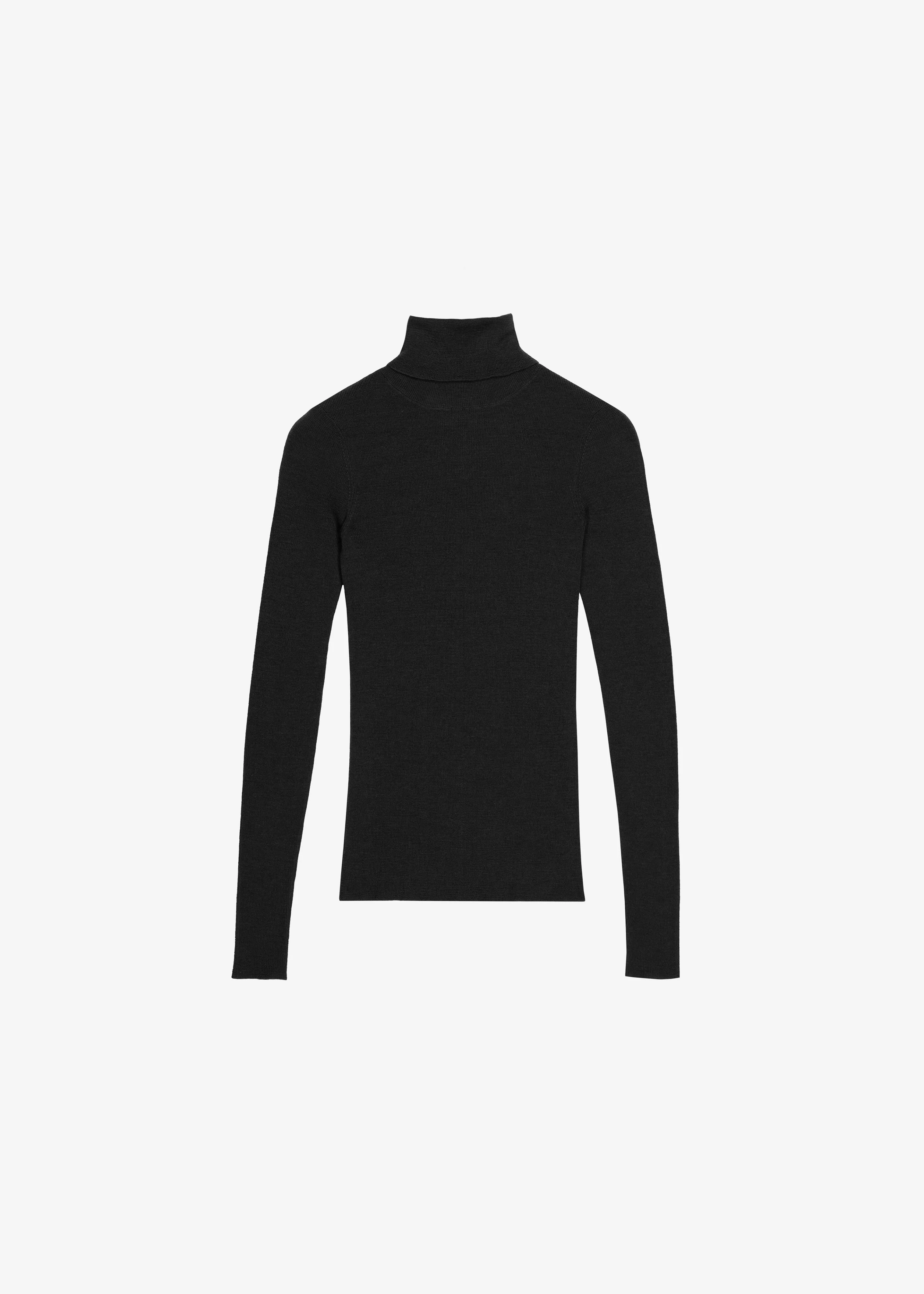 Utica Thin Turtleneck Sweater - Black - 1