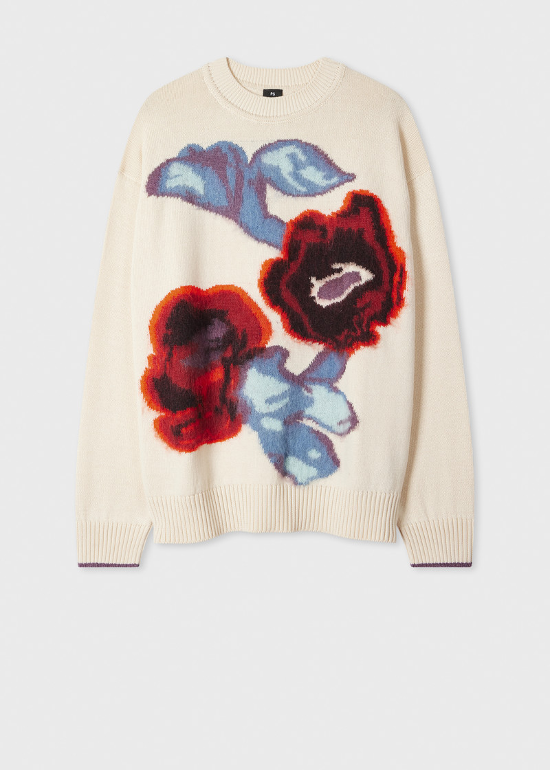 Women's Cream 'Hazy Floral' Oversized Sweater 1