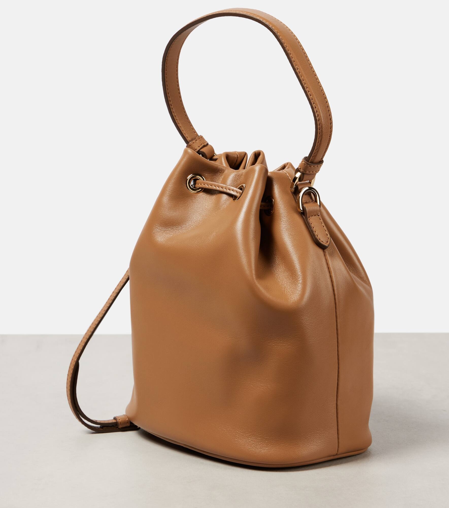 Small leather bucket bag - 4