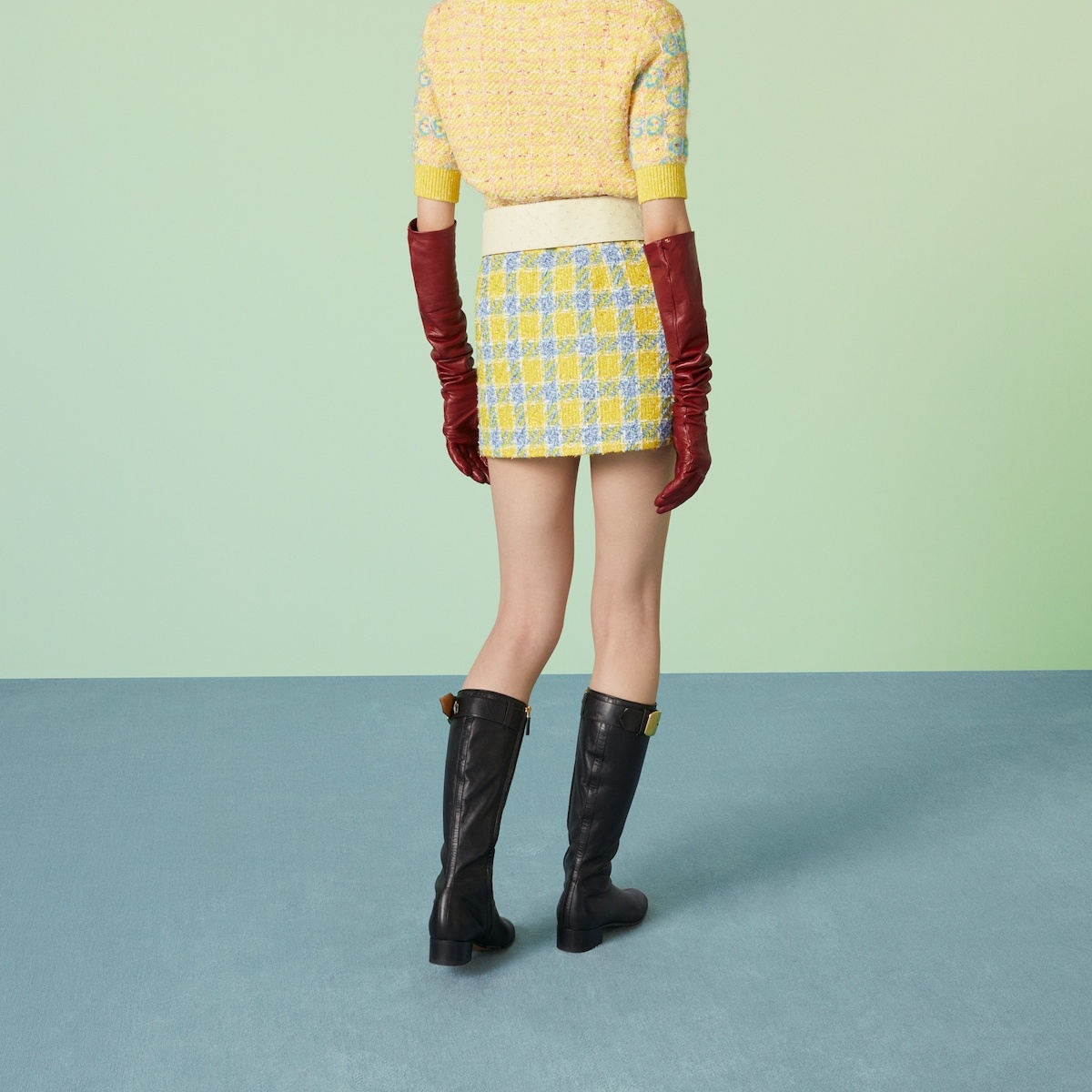 Check lamé tweed skirt - 6