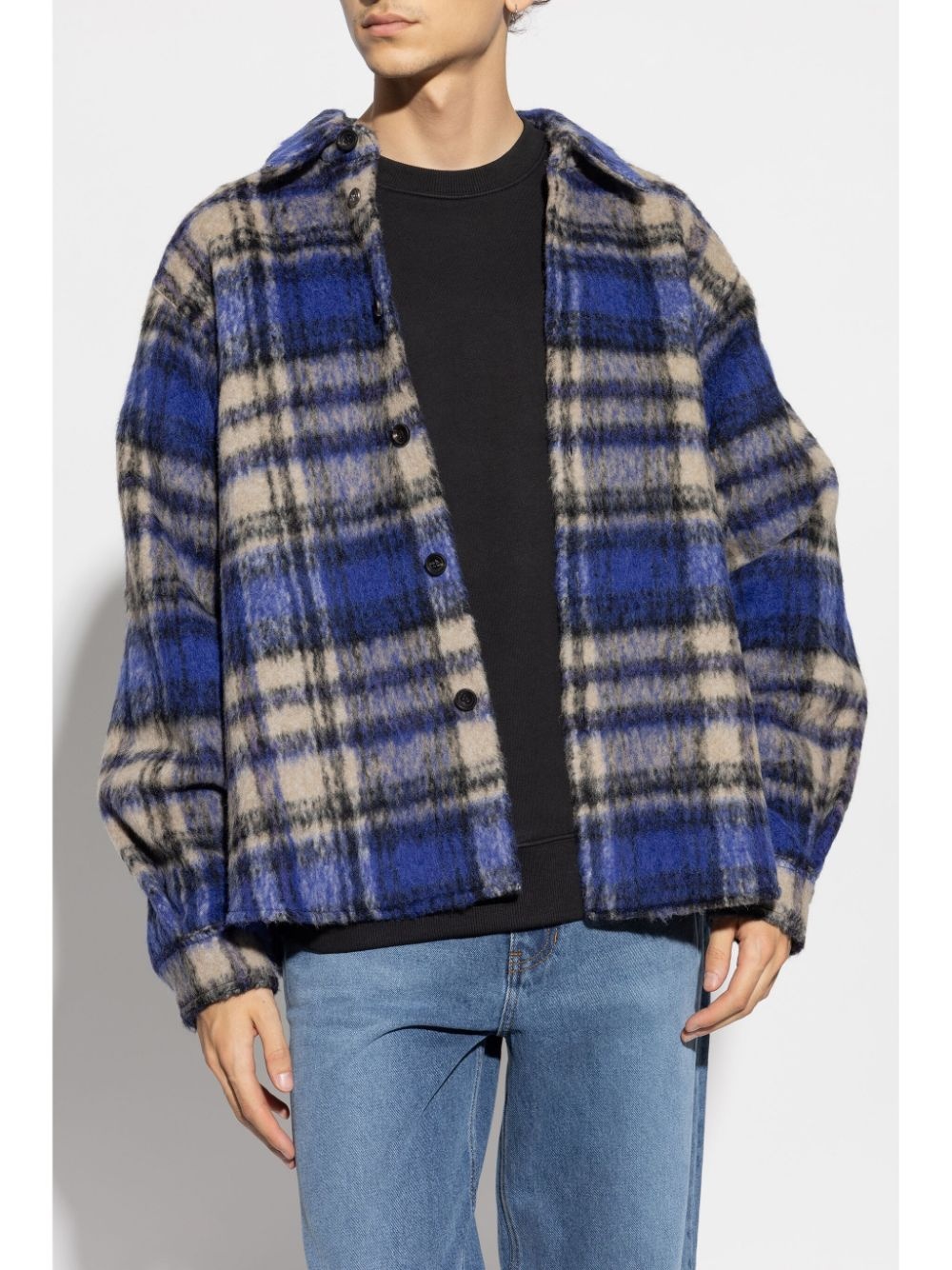 check-pattern shirt jacket - 6
