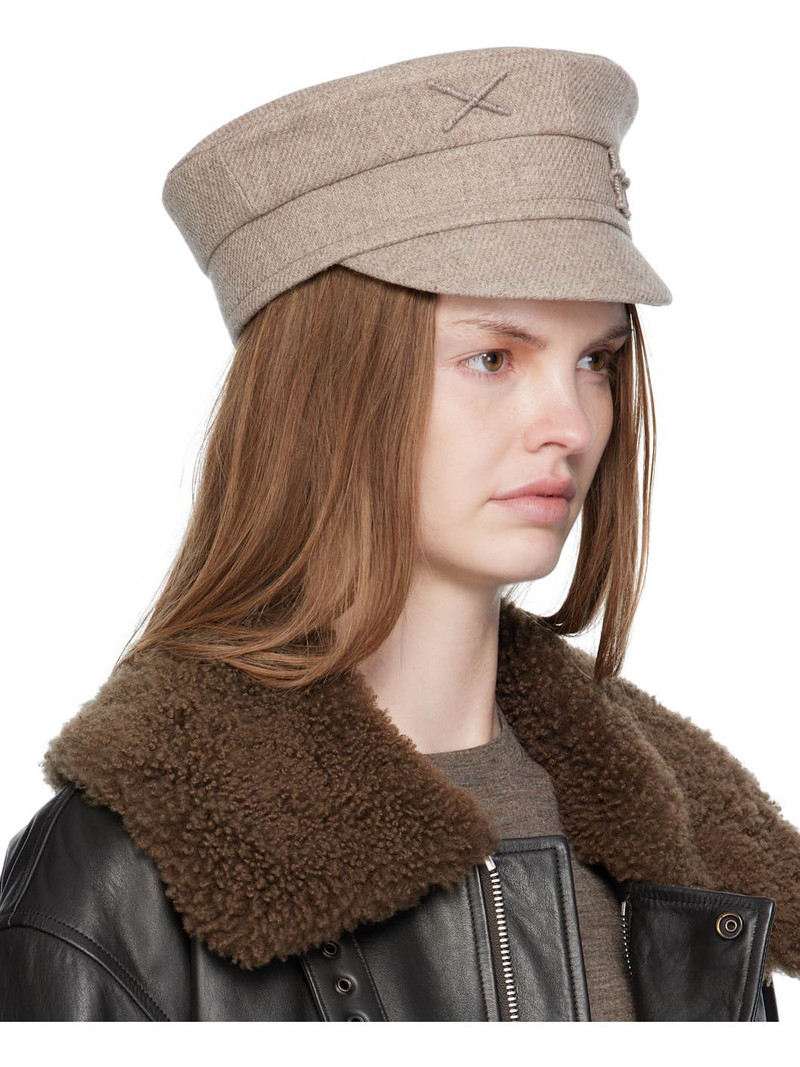 RUSLAN BAGINSKIY Beige Logo-Embellished Baker Boy Cap outlook
