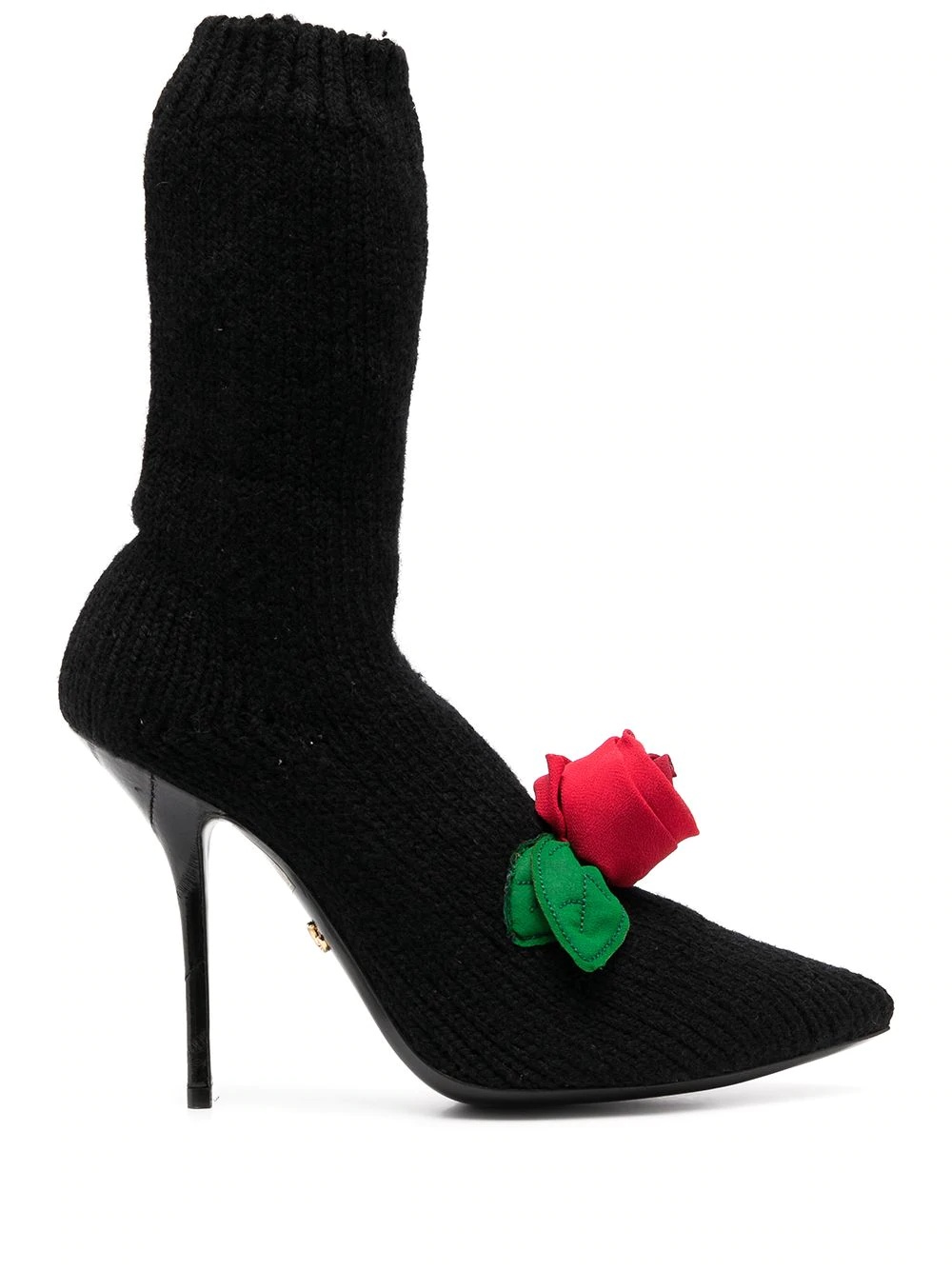 knitted style rose calf boots - 1