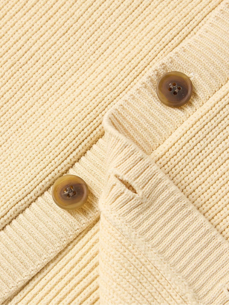 Logo-Appliquéd Ribbed Cotton-Blend Cardigan 5