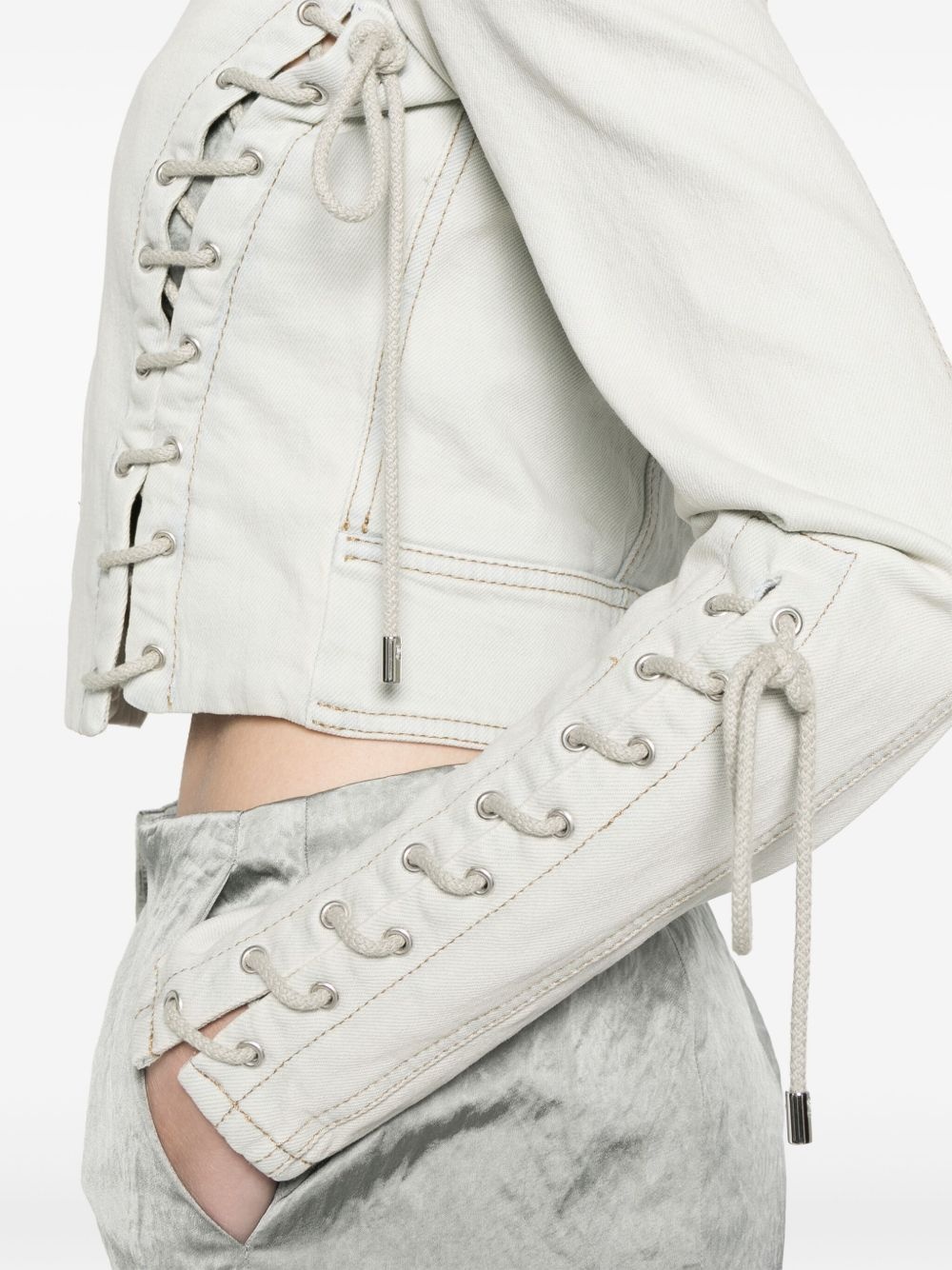 eyelet-detail denim jacket - 5