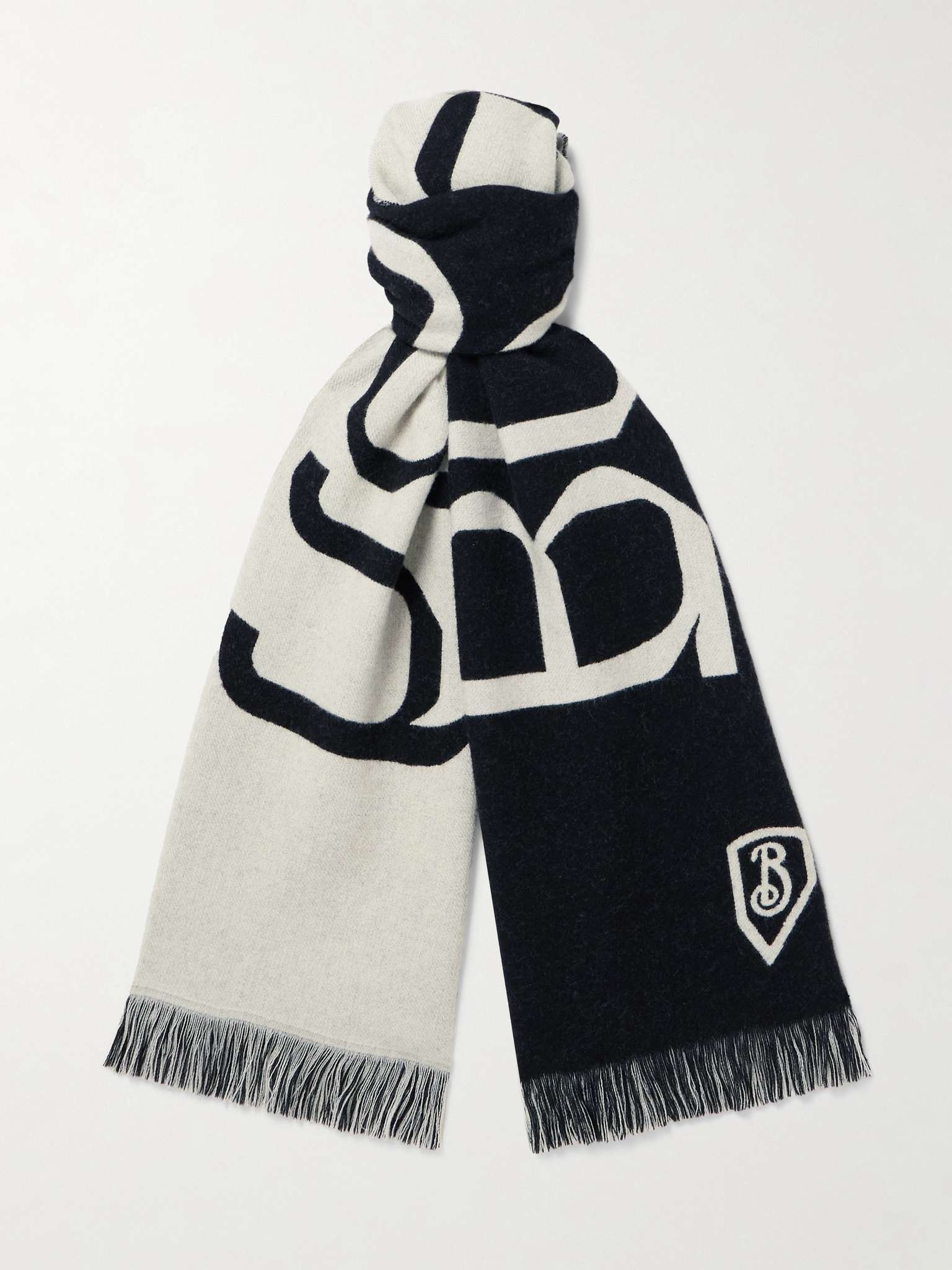 Fringed Logo-Jacquard Wool Scarf - 1