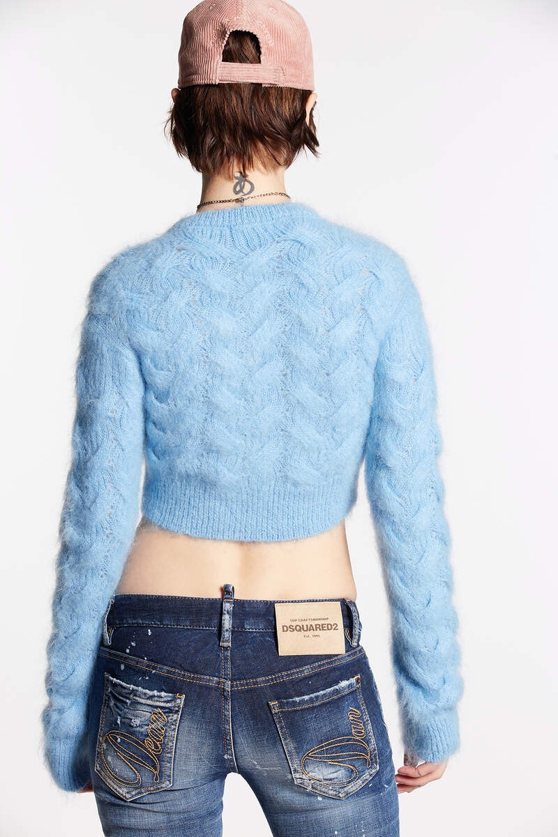 MOHAIR 3D CABLE CROPPED KNIT - 2