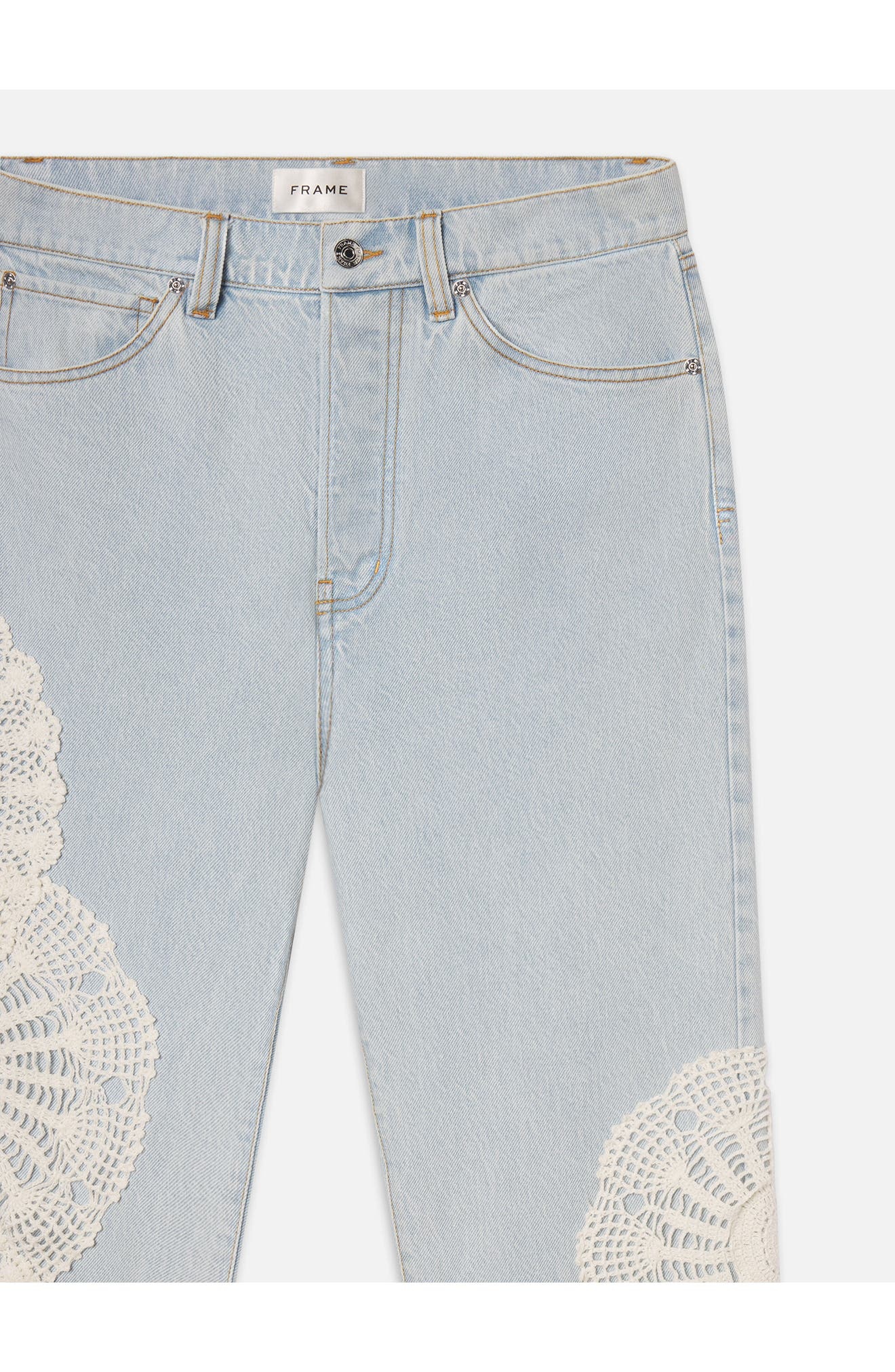 FRAME The Crochet Straight Leg Ankle Jeans in Wisp at Nordstrom - 9