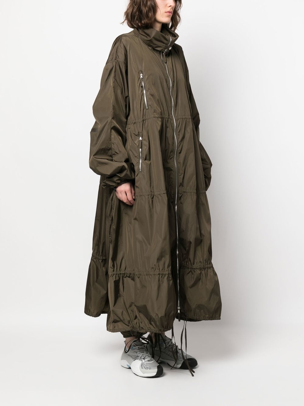 long gathered A-line coat - 3