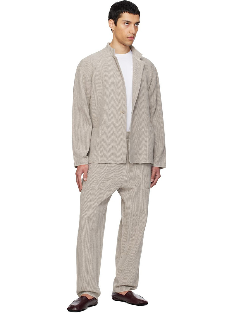 ISSEY MIYAKE Beige Inlaid Knit Trousers outlook